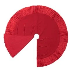 60 In. Dia Oversized Deluxe Red Velvet Ruffled Christmas Tree Skirt -Christmas Decor Shop glitzhome christmas tree skirts 2020100003 c3 1000