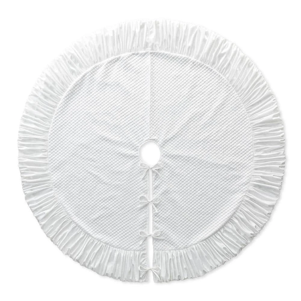 60 In. D Oversized Deluxe White Velvet Ruffled Christmas Tree Skirt 3 60 In. D Oversized Deluxe White Velvet Ruffled Christmas Tree Skirt