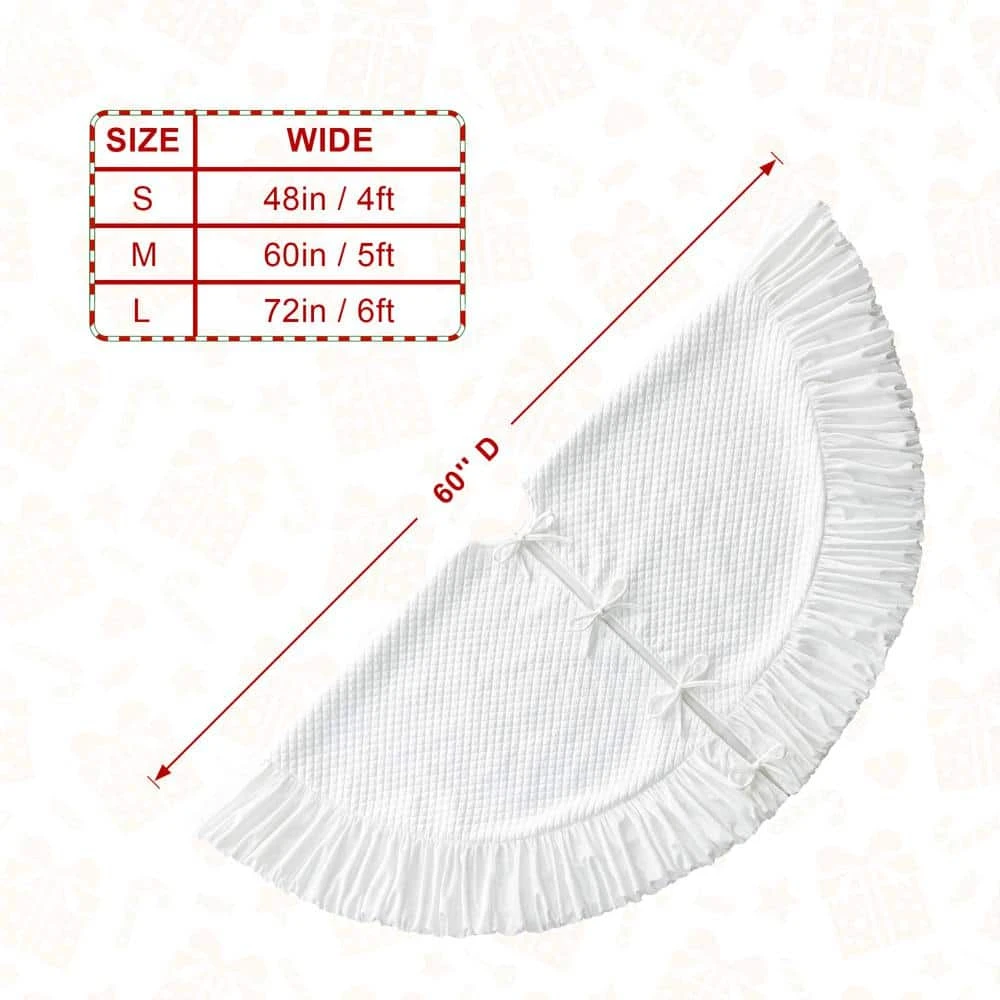 60 In. D Oversized Deluxe White Velvet Ruffled Christmas Tree Skirt 11 60 In. D Oversized Deluxe White Velvet Ruffled Christmas Tree Skirt - Image 9