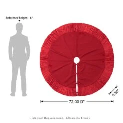 72 In. D Oversized Deluxe Red Velvet Ruffled Christmas Tree Skirt -Christmas Decor Shop glitzhome christmas tree skirts 2020100005 4f 1000