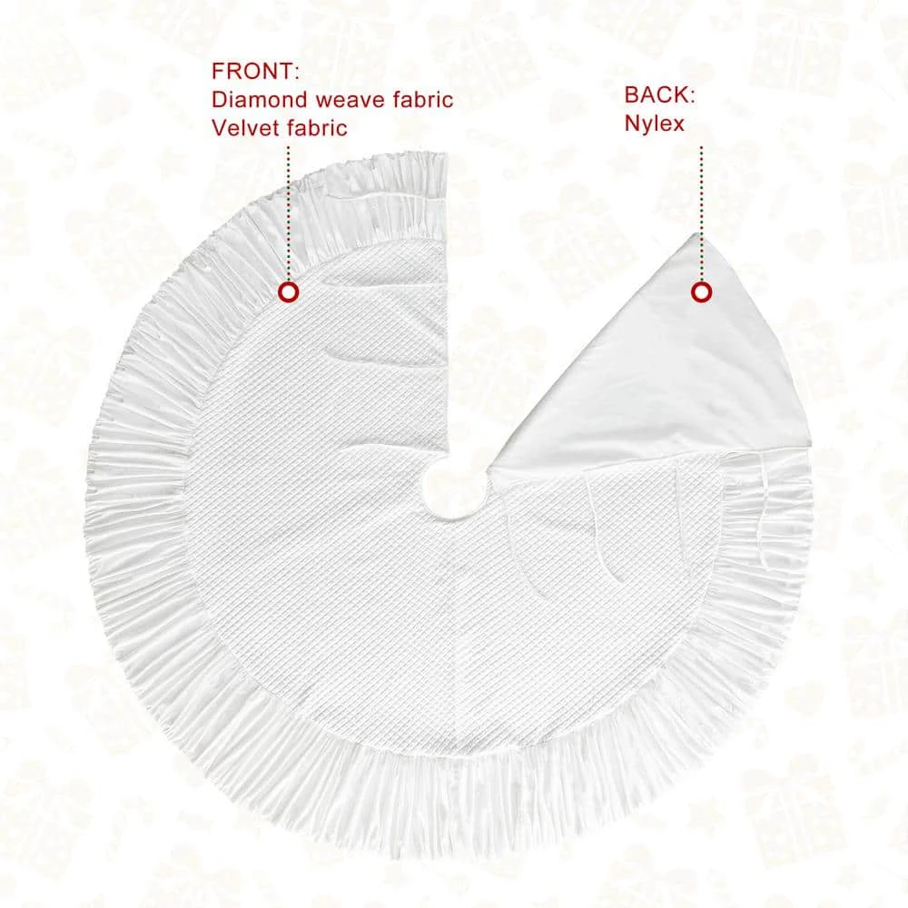 72 In. D Oversized Deluxe White Velvet Ruffled Christmas Tree Skirt 7 72 In. D Oversized Deluxe White Velvet Ruffled Christmas Tree Skirt - Image 5