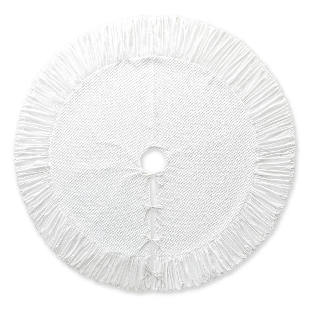 72 In. D Oversized Deluxe White Velvet Ruffled Christmas Tree Skirt 3 72 In. D Oversized Deluxe White Velvet Ruffled Christmas Tree Skirt