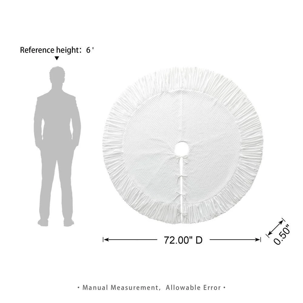 72 In. D Oversized Deluxe White Velvet Ruffled Christmas Tree Skirt 5 72 In. D Oversized Deluxe White Velvet Ruffled Christmas Tree Skirt - Image 3