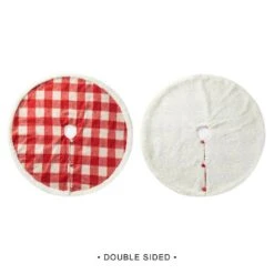 48 In. D Red And White Plaid Reversible Sherpa/Flannel Christmas Tree Skirt -Christmas Decor Shop glitzhome christmas tree skirts 2020100010 4f 1000
