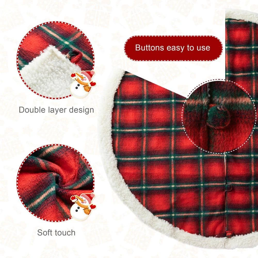 48 In. D Red And Black Plaid Reversible Sherpa/Flannel Christmas Tree Skirt 8 48 In. D Red And Black Plaid Reversible Sherpa/Flannel Christmas Tree Skirt - Image 6