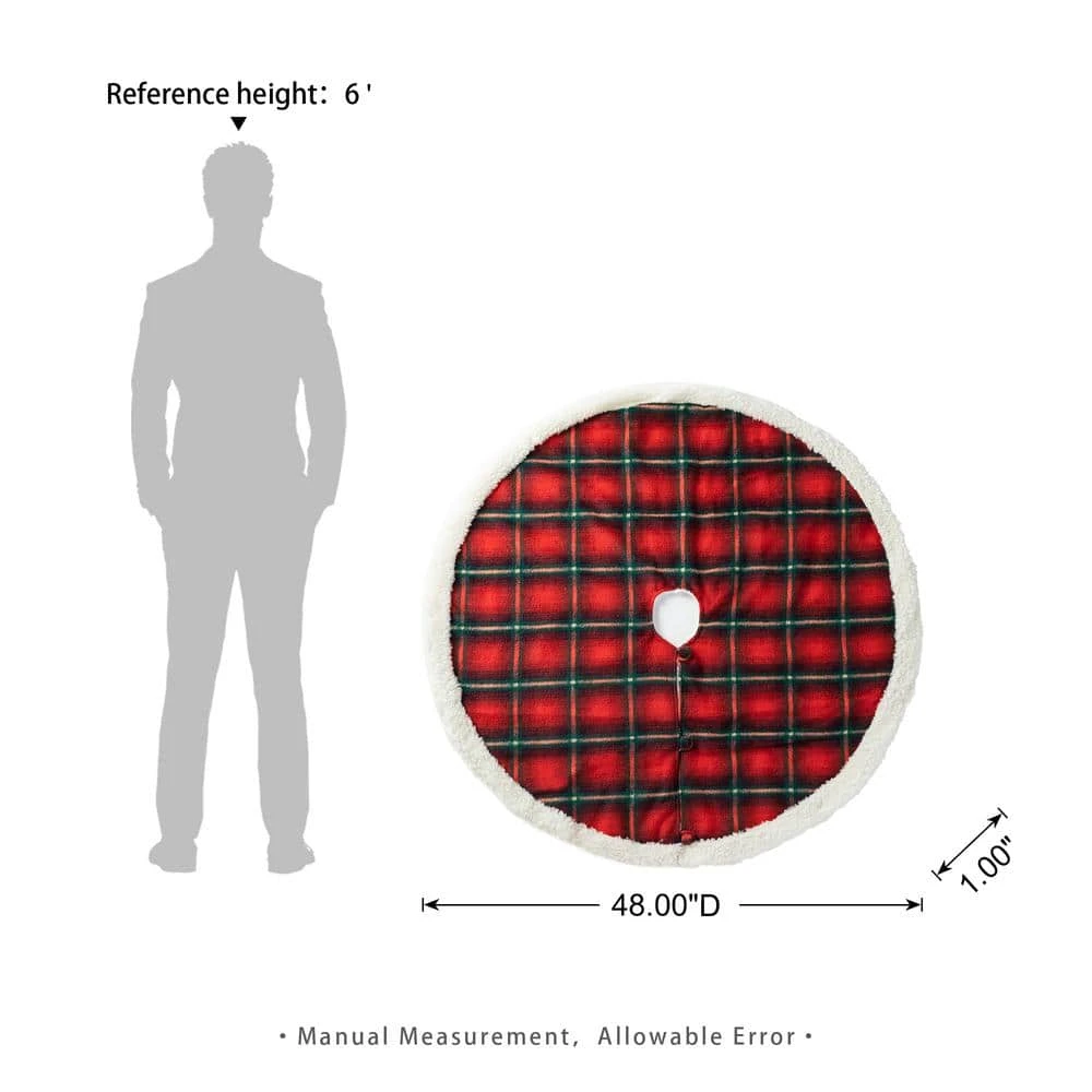 48 In. D Red And Black Plaid Reversible Sherpa/Flannel Christmas Tree Skirt 7 48 In. D Red And Black Plaid Reversible Sherpa/Flannel Christmas Tree Skirt - Image 5