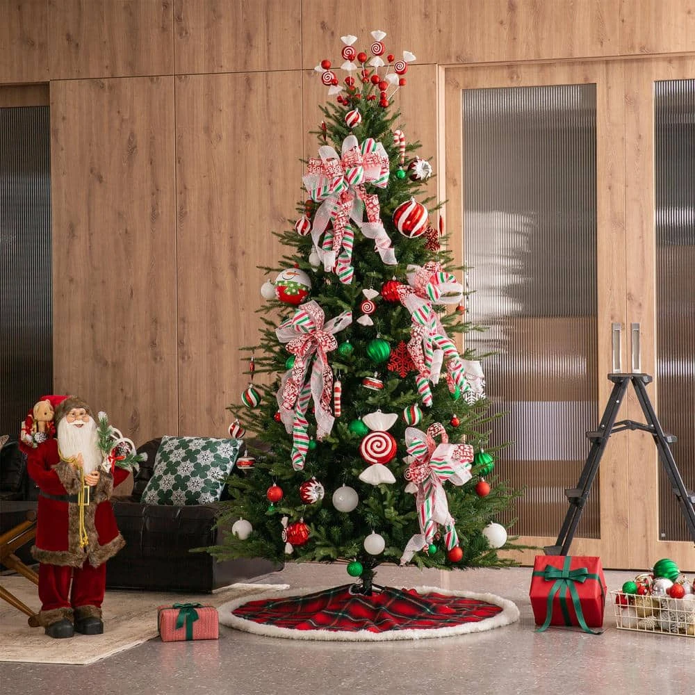 48 In. D Red And Black Plaid Reversible Sherpa/Flannel Christmas Tree Skirt 4 48 In. D Red And Black Plaid Reversible Sherpa/Flannel Christmas Tree Skirt - Image 2