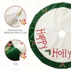 48 In. D Christmas Felt Dimensional Holly Leaves Tree Skirt -Christmas Decor Shop glitzhome christmas tree skirts 2020100014 4f 1000