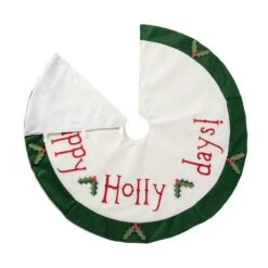 48 In. D Christmas Felt Dimensional Holly Leaves Tree Skirt -Christmas Decor Shop glitzhome christmas tree skirts 2020100014 76 1000