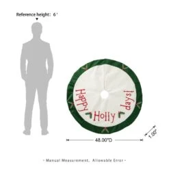 48 In. D Christmas Felt Dimensional Holly Leaves Tree Skirt -Christmas Decor Shop glitzhome christmas tree skirts 2020100014 c3 1000