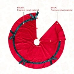 48 In. D Red Velvet Christmas Tree Skirt With Bows -Christmas Decor Shop glitzhome christmas tree skirts 2020100015 1f 1000