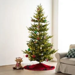 48 In. D Red Velvet Christmas Tree Skirt With Bows -Christmas Decor Shop glitzhome christmas tree skirts 2020100015 31 1000