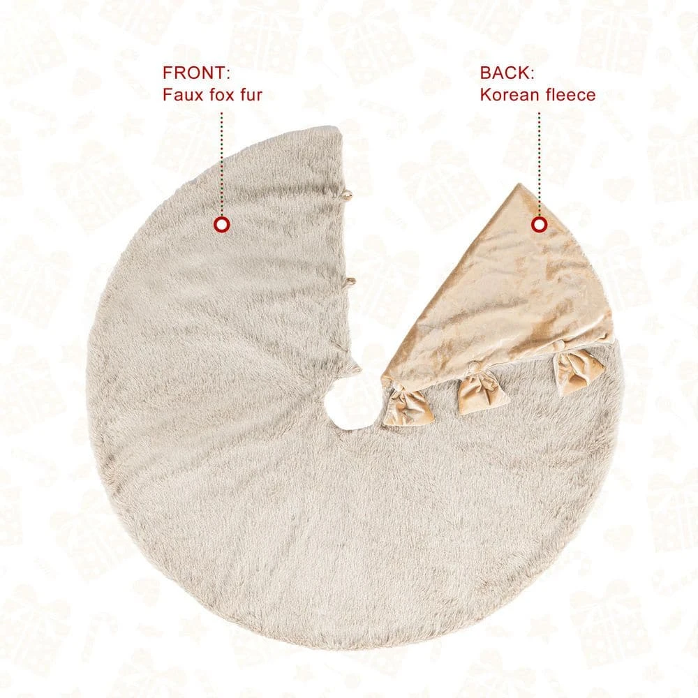 48 In. D Reversible Faux Fox Fur/Korean Fleece Christmas Tree Skirt 7 48 In. D Reversible Faux Fox Fur/Korean Fleece Christmas Tree Skirt - Image 5