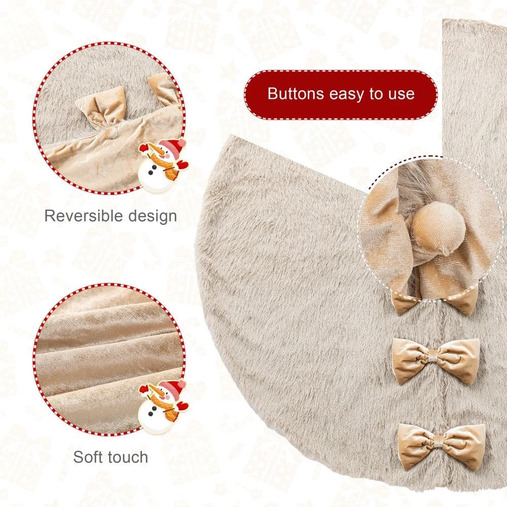 48 In. D Reversible Faux Fox Fur/Korean Fleece Christmas Tree Skirt 6 48 In. D Reversible Faux Fox Fur/Korean Fleece Christmas Tree Skirt - Image 4