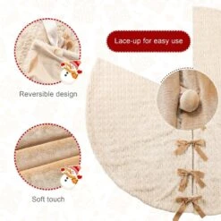 60 In. D Deluxe Reversible Milk Coffee Twisted Faux Marten Fur/Korean Fleece Christmas Tree Skirt -Christmas Decor Shop glitzhome christmas tree skirts 2020100017 4f 1000