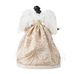 24 In. H Faux Fur & PVC Christmas Elegant African American Angel Tree Topper -Christmas Decor Shop glitzhome christmas tree toppers 2010100093 66 1000
