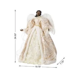 24 In. H Faux Fur & PVC Christmas Elegant African American Angel Tree Topper -Christmas Decor Shop glitzhome christmas tree toppers 2010100093 c3 1000