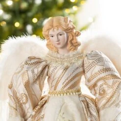 24 In. H Faux Fur & PVC Christmas Elegant Angel Tree Topper With Porcelain Face 13 24 In. H Faux Fur & PVC Christmas Elegant Angel Tree Topper With Porcelain Face -Christmas Decor Shop glitzhome christmas tree toppers 2010100094 4f 1000