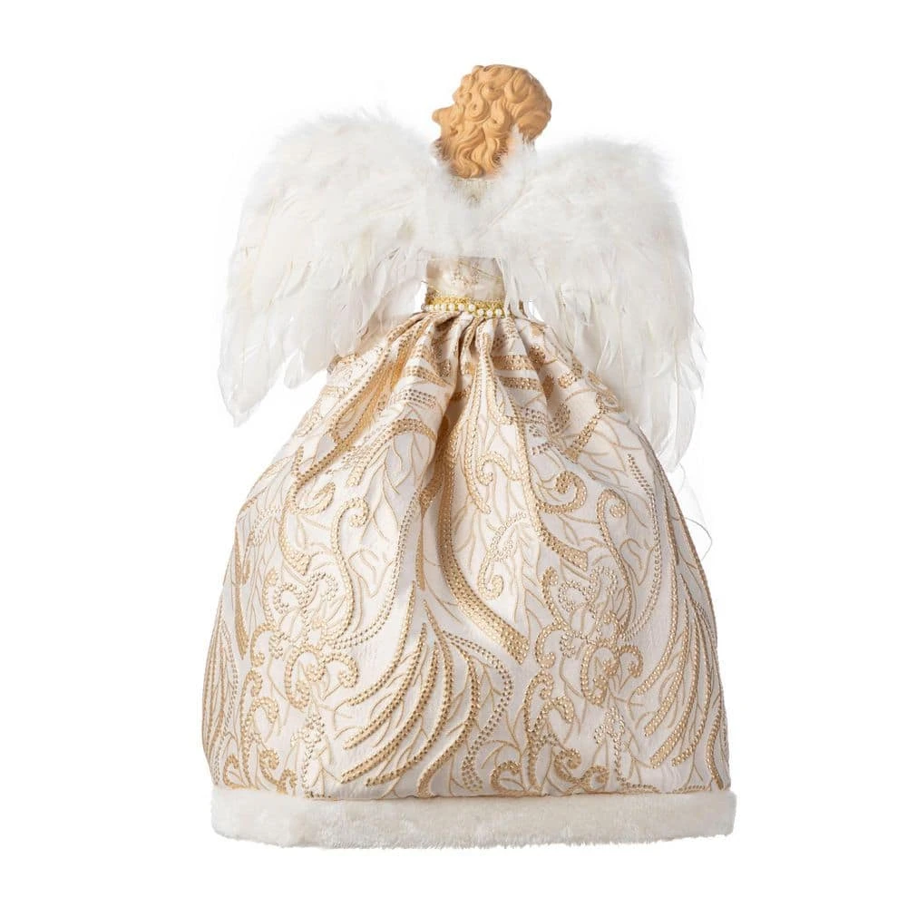 24 In. H Faux Fur & PVC Christmas Elegant Angel Tree Topper With Porcelain Face 5 24 In. H Faux Fur & PVC Christmas Elegant Angel Tree Topper With Porcelain Face - Image 3