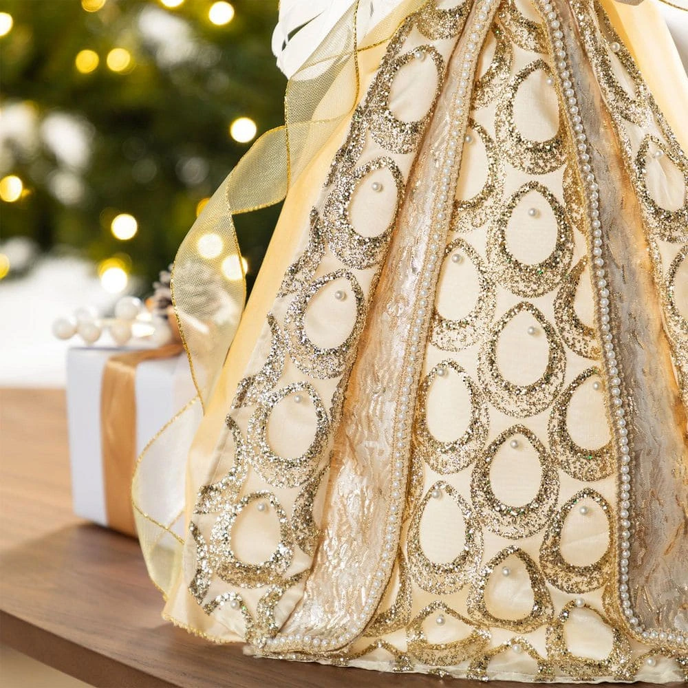 18.5 In. H Faux Fur & PVC Christmas Elegant Angel Tree Topper With Porcelain Face 8 18.5 In. H Faux Fur & PVC Christmas Elegant Angel Tree Topper With Porcelain Face - Image 6