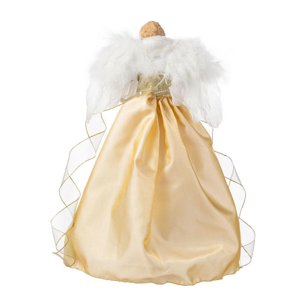 18.5 In. H Faux Fur & PVC Christmas Elegant Angel Tree Topper With Porcelain Face 5 18.5 In. H Faux Fur & PVC Christmas Elegant Angel Tree Topper With Porcelain Face - Image 3