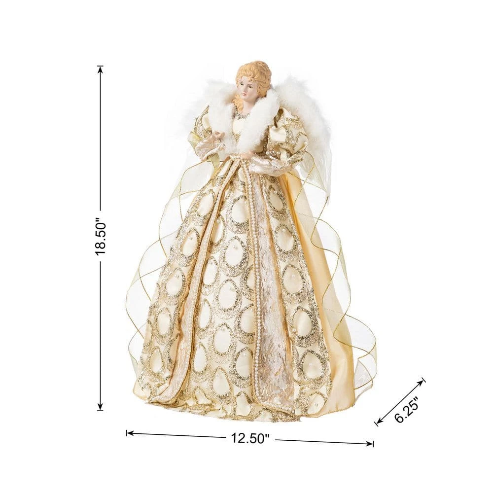 18.5 In. H Faux Fur & PVC Christmas Elegant Angel Tree Topper With Porcelain Face 6 18.5 In. H Faux Fur & PVC Christmas Elegant Angel Tree Topper With Porcelain Face - Image 4