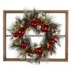 7 In. Wooden Window Frame With LED Pre-Lit Pinecone And Ornament Wreath -Christmas Decor Shop glitzhome christmas wall decorations 2005500044 64 1000