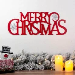 24 In. L Metal MERRY CHRISTMAS Wall Decor -Christmas Decor Shop glitzhome christmas wall decorations 2010000023 4f 1000