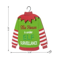 13.25 In. H Wooden Christmas Elf Word Sign Door Hanger (KD) -Christmas Decor Shop glitzhome christmas wall decorations 2010000034 1f 1000