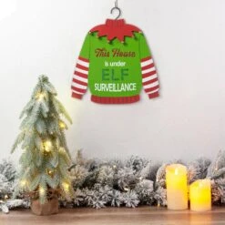 13.25 In. H Wooden Christmas Elf Word Sign Door Hanger (KD) -Christmas Decor Shop glitzhome christmas wall decorations 2010000034 44 1000