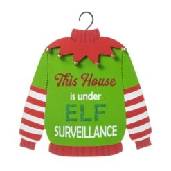 13.25 In. H Wooden Christmas Elf Word Sign Door Hanger (KD) -Christmas Decor Shop glitzhome christmas wall decorations 2010000034 c3 1000