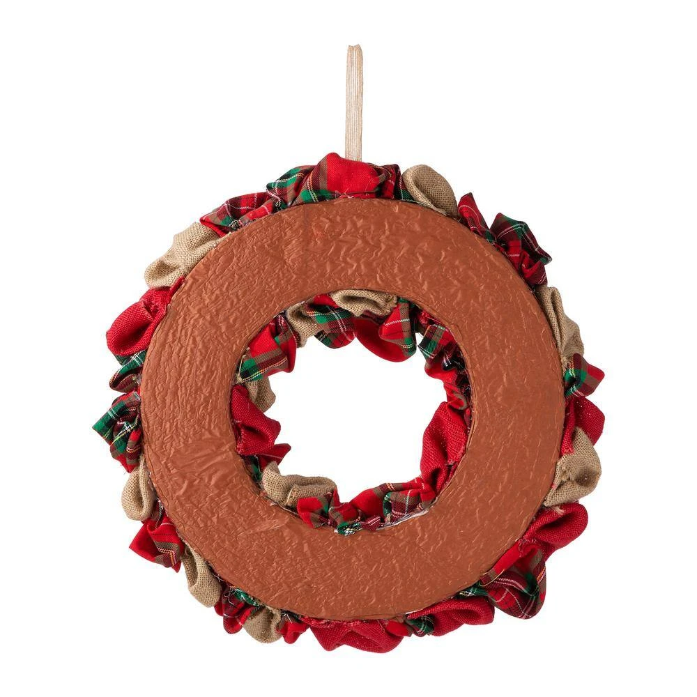 17.25 In. D Christmas Multi-Color Fabric Wreath 8 17.25 In. D Christmas Multi-Color Fabric Wreath - Image 6