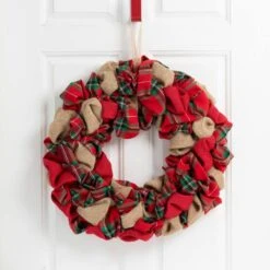 17.25 In. D Christmas Multi-Color Fabric Wreath 10 17.25 In. D Christmas Multi-Color Fabric Wreath -Christmas Decor Shop glitzhome christmas wall decorations 2010300040 c3 1000