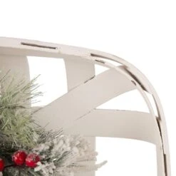 24 In. Artificial Dia Flocked Pinecone And Berry Wreath With Wooden Tobacco Basket -Christmas Decor Shop glitzhome christmas wreaths 1115203522 44 1000