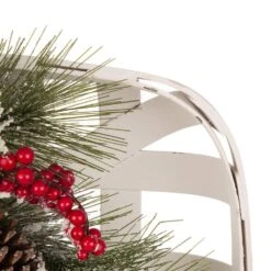 24 In. Artificial Dia Flocked Pinecone And Berry Wreath With Wooden Tobacco Basket -Christmas Decor Shop glitzhome christmas wreaths 1115203522 c3 1000