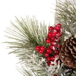 24 In. Artificial Dia Flocked Pinecone And Berry Wreath With Wooden Window Frame -Christmas Decor Shop glitzhome christmas wreaths 1115203523 44 1000