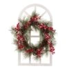 24 In. Artificial Dia Flocked Pinecone And Berry Wreath With Wooden Window Frame -Christmas Decor Shop glitzhome christmas wreaths 1115203523 64 1000