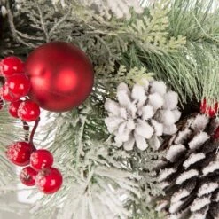 24 In. Artificial Dia Flocked Pinecone And Ornament Wreath With Wooden Tobacco Basket 12 24 In. Artificial Dia Flocked Pinecone And Ornament Wreath With Wooden Tobacco Basket -Christmas Decor Shop glitzhome christmas wreaths 1115203527 44 1000