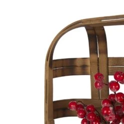 22 In. Artificial Dia Red Berry Wreath With Bamboo Tobacco Basket -Christmas Decor Shop glitzhome christmas wreaths 1115203530 44 1000