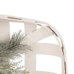 24 In. Artificial Dia Flocked Pinecone And Antler Wreath With Wooden Tobacco Basket -Christmas Decor Shop glitzhome christmas wreaths 1115203532 c3 1000