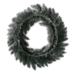24 In. D Pre-Lit Snow Flocked Artificial Christmas Wreath With Warm White LED Light -Christmas Decor Shop glitzhome christmas wreaths 2010000008 4f 1000