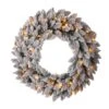 24 In. D Pre-Lit Snow Flocked Artificial Christmas Wreath With Warm White LED Light -Christmas Decor Shop glitzhome christmas wreaths 2010000008 64 1000