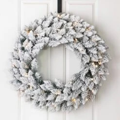24 In. Dia Pre-Lit Snow Flocked Christmas Wreath And 9 Ft. L Garland Set With 30 In. Dia Red Canvas Storage Bag 15 24 In. Dia Pre-Lit Snow Flocked Christmas Wreath And 9 Ft. L Garland Set With 30 In. Dia Red Canvas Storage Bag -Christmas Decor Shop glitzhome christmas wreaths 2010300018 31 1000