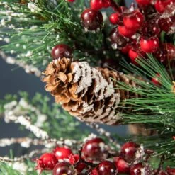 24 In. D Unlit Frosted Berry, Pine With Bowknot Artificial Christmas Wreath 17 24 In. D Unlit Frosted Berry, Pine With Bowknot Artificial Christmas Wreath -Christmas Decor Shop glitzhome christmas wreaths 2010500002 44 1000