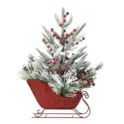 21 In. H Christmas Red Sleigh Frosted Floral Centerpiece 10 21 In. H Christmas Red Sleigh Frosted Floral Centerpiece -Christmas Decor Shop glitzhome christmas wreaths 2010500007 c3 1000