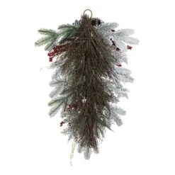 28 In. H Christmas Flocked Pinecone And Berry Teardrop Artificial Christmas Wreath -Christmas Decor Shop glitzhome christmas wreaths 2010500009 66 1000