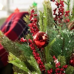 35 In. H Poinsettia Floral Potted Artificial Christmas Wreath Porch Tree -Christmas Decor Shop glitzhome christmas wreaths 2010500010 44 1000