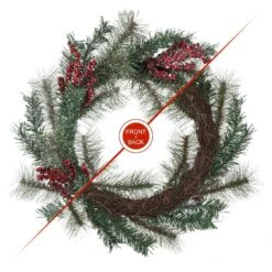 24 In. D Christmas Flocked Pine Needle And Berry Wreath -Christmas Decor Shop glitzhome christmas wreaths 2010500014 c3 1000