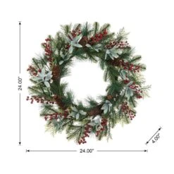 24 In. D Christmas Pinecone And Berry Wreath -Christmas Decor Shop glitzhome christmas wreaths 2010500015 4f 1000