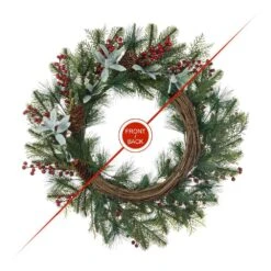 24 In. D Christmas Pinecone And Berry Wreath -Christmas Decor Shop glitzhome christmas wreaths 2010500015 c3 1000